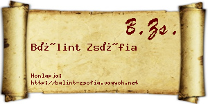 Bálint Zsófia névjegykártya